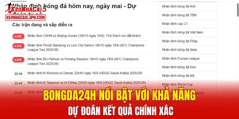 Bongda24h nổi bật với khả năng dự đoán kết quả chính xác