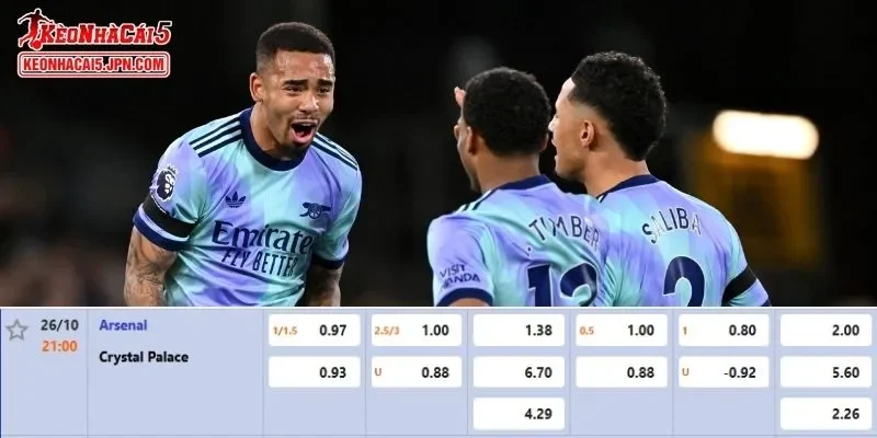 Soi kèo chi tiết nhất cho trận đấu giữa Arsenal vs Crystal Palace
