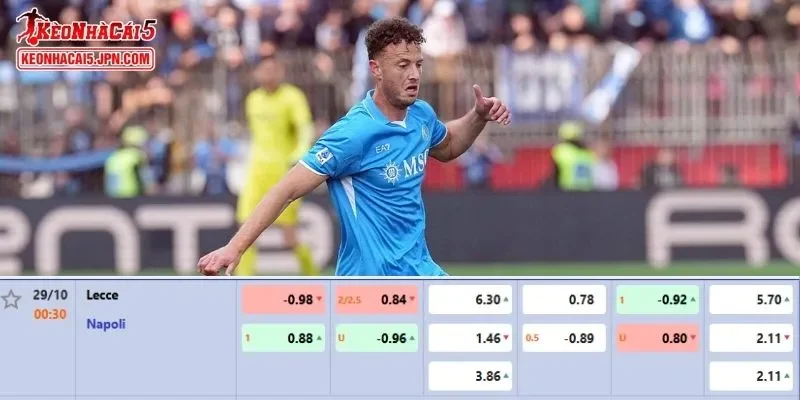 Tỷ lệ kèo chi tiết cho trận đấu giữa Lecce vs Napoli