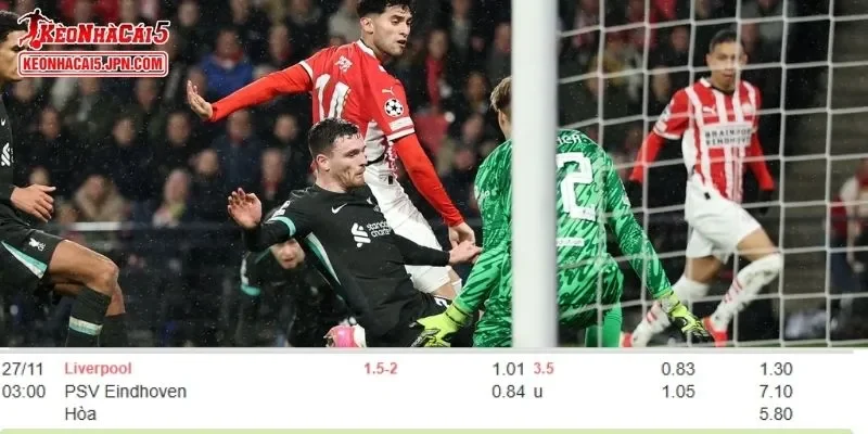 Phân tích tỷ lệ kèo toàn diện nhất cho trận Liverpool vs PSV
