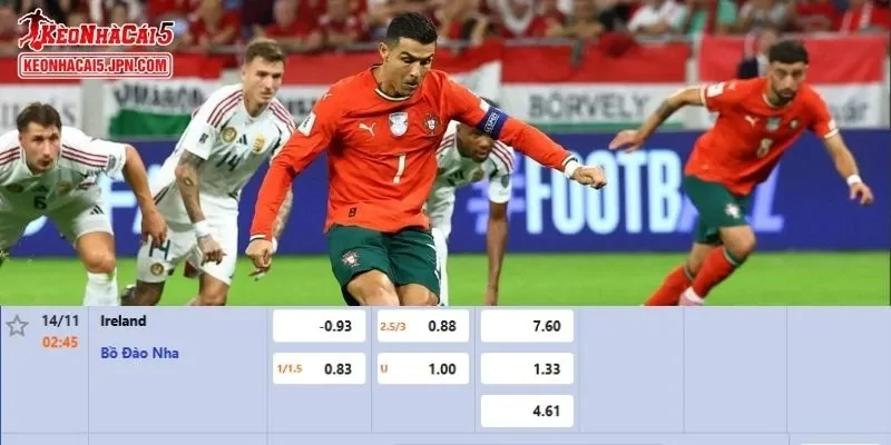 Soi kèo chi tiết nhất cho trận đấu giữa Ireland vs Bồ Đào Nha