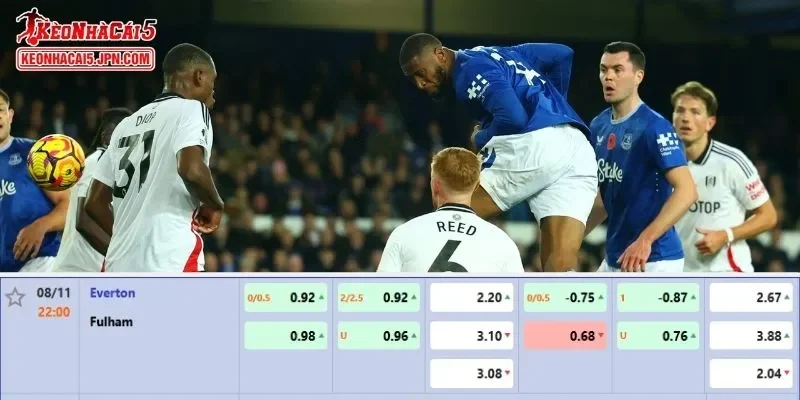 Tỷ lệ kèo chi tiết của của trận Everton vs Fulham