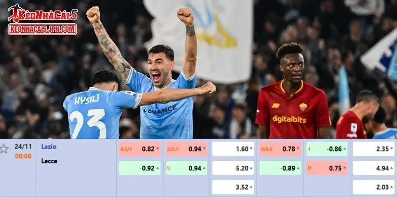 Tỷ lệ kèo chi tiết của trận Lazio vs Lecce