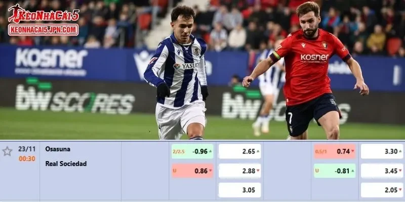 Tỷ lệ kèo chi tiết của trận Osasuna vs Real Sociedad