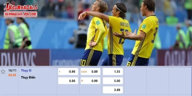 Tỷ lệ kèo chi tiết của trận Thụy Sĩ vs Thụy Điển