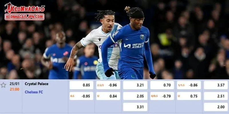 Tỷ lệ kèo chi tiết nhất cho trận đấu giữa Crystal Palace vs Chelsea