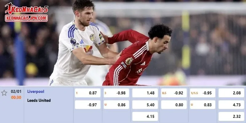 Tỷ lệ kèo chi tiết nhất cho trận đấu giữa Liverpool vs Leeds United