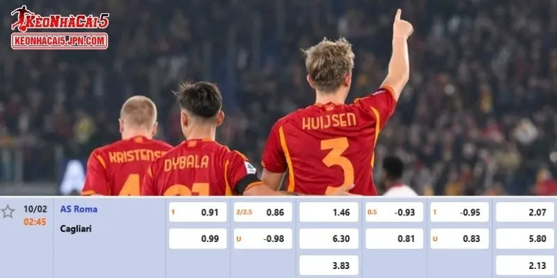 Tỷ lệ cược phân tích chi tiết nhất cho trận đấu giữa AS Roma vs Cagliari 
