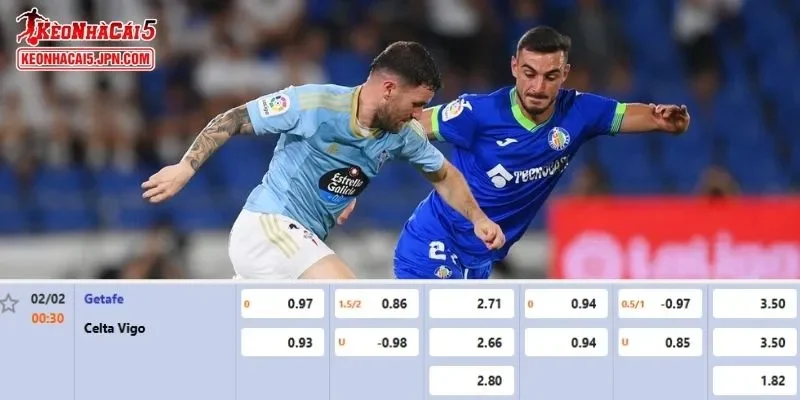 Tỷ lệ kèo chi tiết của của trận Getafe vs Celta Vigo