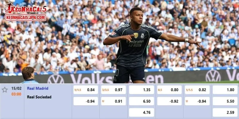 ty le keo chi tiet cua cua tran real madrid vs real sociedad