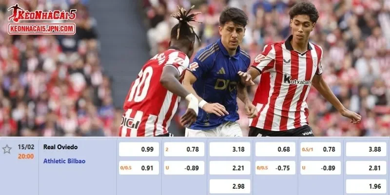 Tỷ lệ kèo chi tiết nhất cho trận đấu giữa Real Oviedo vs Athletic Bilbao