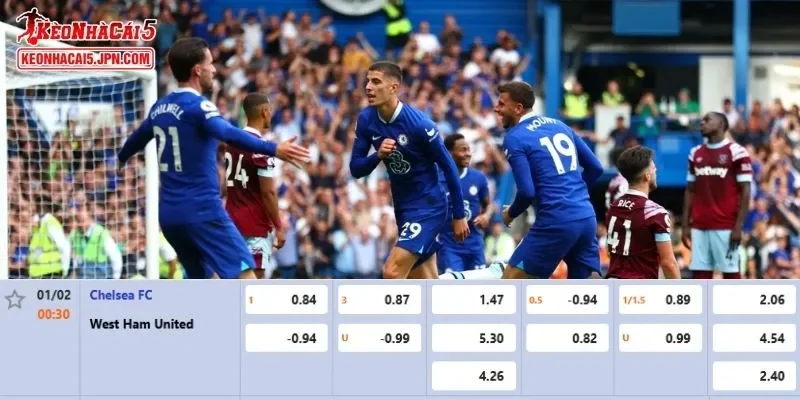 Tỷ lệ kèo được cập nhật cho trận đấu Chelsea vs West Ham