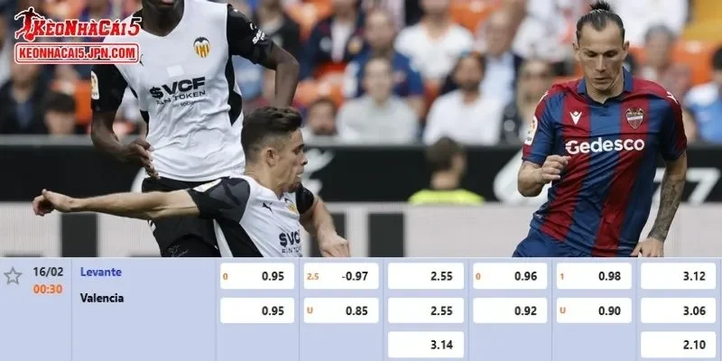 Tỷ lệ kèo được cập nhật đầy đủ và chính xác nhất cho trận đấu Levante vs Valencia