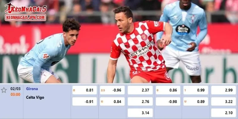 Tỷ lệ kèo chi tiết của của trận Girona vs Celta Vigo 