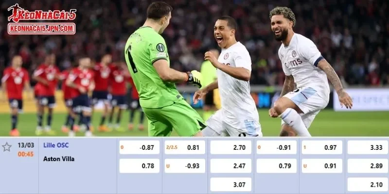 Tỷ lệ kèo chi tiết của của trận Lille vs Aston Villa