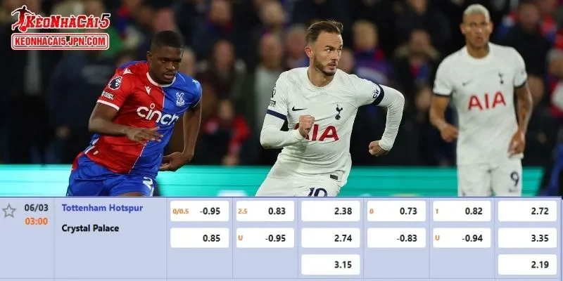 Tỷ lệ kèo chi tiết của của trận Tottenham vs Crystal Palace