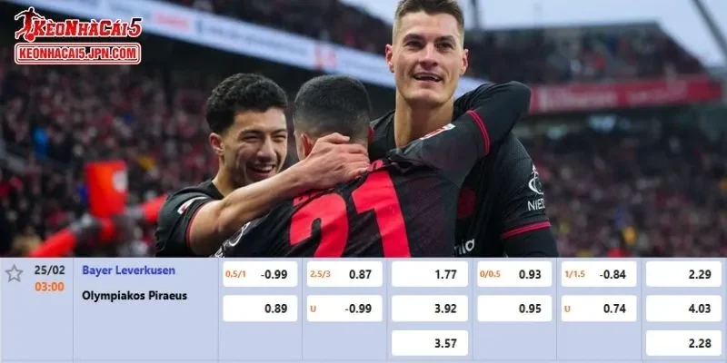 Tỷ lệ kèo chi tiết của trận Bayer Leverkusen vs Olympiacos 