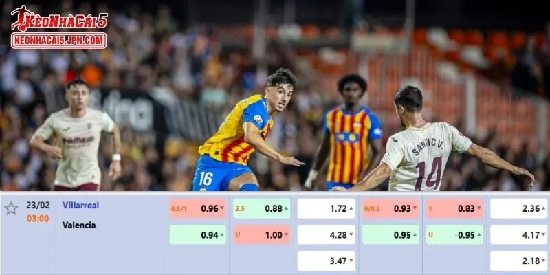 Tỷ lệ kèo chi tiết nhất cho trận đấu giữa Villarreal vs Valencia